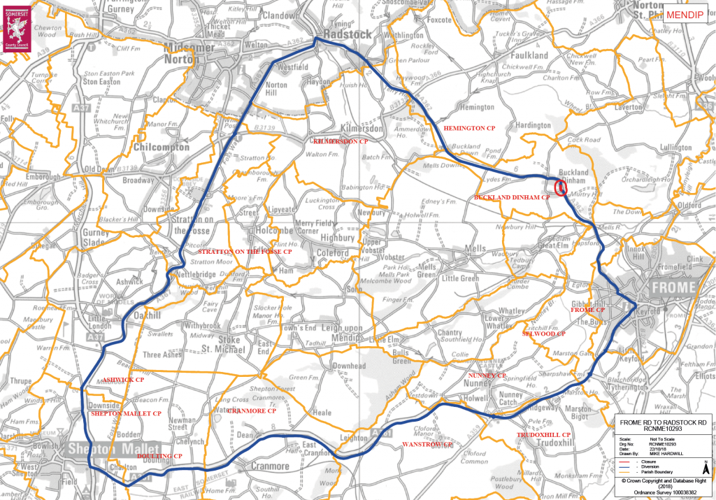 Temporary road closure of Frome Road to Radstock Road Frome